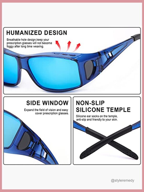 Polarized Fit Over Glasses Sunglasses with UV Protection Wrap Around